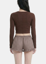 May Check Ribbon String Shorts