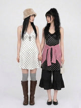 BOLD POLKA DOT LACE-NECK SLIP DRESS (2COLORS!)