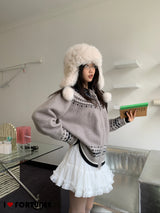 Jacquard Isle Hooded Knitwear Zip-Up Cardigan