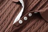 Twisted collar knit pants two-piece set