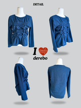 Beagle accentuated shirring frill long-sleeved shirt