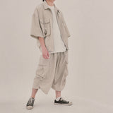 street shape shortsleeve zipup_beige