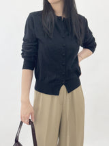 Picre Round Neck Button Long Sleeve Knit Cardigan