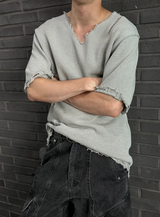 [S/S] Vacance damage v neck half knit(3color)