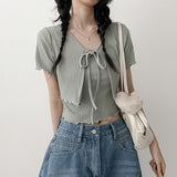 Moana Ribbon Sleeveless Cardigan Set (3 colors)