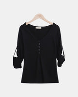 Adam V-Neck Roll-Up Long-Sleeve T-Shirt