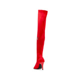 Stretch Slim Fit Open Toe Boots Heel(Red)