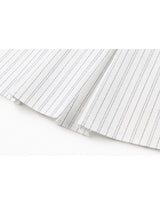 Cerise Unbalance Collar Stripe Sleeveless Blouse White
