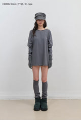 Mesh Band Puff Sleeve / Charcoal