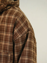 [SEMADE] City Check Overfit Hoody Shirts