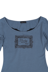 レースフレームTシャツ #ブルー