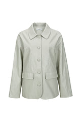 C ROSE-STITCH LEATHER JACKET_GREY