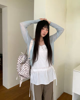 Dab see-through V-neck two-way button cardigan