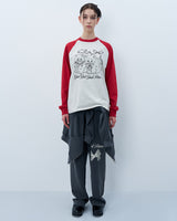 RIBBON CATS RAGLAN LONG SLEEVE-RED