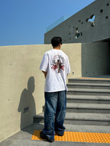ゴーテッドブレスカッティングオーバーサイズTシャツ(ホワイト)