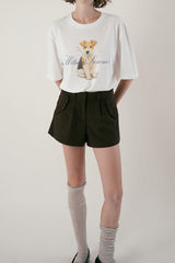パピーポートレートTシャツ_アイボリー