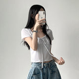 Efl シャーリングリロンクロップド半袖Tシャツ