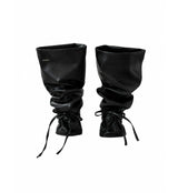 26SS★ [mnem] Croissant Leather Leg Warmers