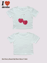 Red Cherry Round Soft Short Sleeve T-shirt