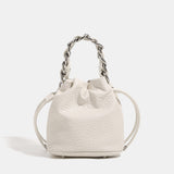 Silver woven chain bucket shoulder crossbody bag