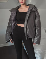 Touk glossy puffer hood padding