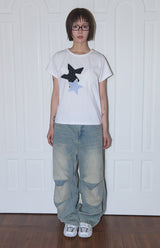 ミックススターエンジェルパッチTシャツ(ホワイト) F25QB117