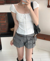 Roen Punching Flower Puff Short Sleeve