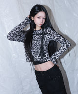 ラフゴシッククロスパッチカーディガン - leopard