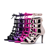 サテンストラッピーサンダルヒール (Black)