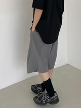 Two tuck wide banding half pants 2C