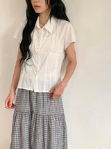 アンズ ピュア キャップスリーブ セミクロップ ブラウス