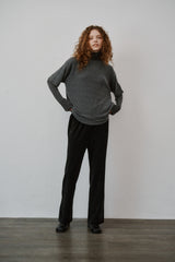 Corduroy boots cut pants (Black)