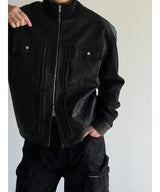 [F/W] ざっくりニットレザージャケット