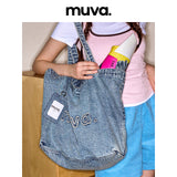 muva. Large‑Capacity Denim Canvas Bag, Spring Summer Commuter Shoulder Bag, Lightweight Casual Original Design, New Arrival Apr 15