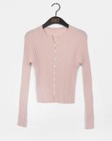Soap V-neck Slim Fit Tight Long-Sleeved Knit Cardigan