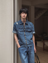 Ute Vintage Crop Short Sleeve Denim Jacket