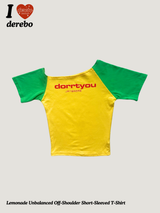 Lemonade Unbalanced Off-Shoulder Short-Sleeved T-Shirt