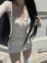 Arzen strap lace top (white)