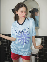 グロッシーストライプロゴTシャツ (ライトブルー)