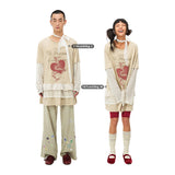 ステッチ入りダメージ加工レッドハートTシャツドレス