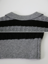 カシミヤケーブルボーダースキッパーニット (4color)