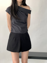 Sebit Check One-Off-Shoulder Blouse