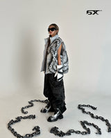 6X chain pattern vest padded jacket (Light Grey)