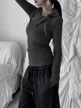 high neck zipper polar T (2color)
