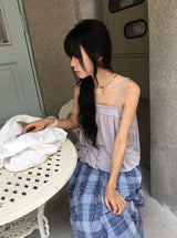 Juel Vintage Check Banding Long Skirt