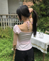 ローゼンフラワープリントシャーリング半袖Tシャツ