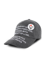 TEXT BALL CAP (CHARCOAL)
