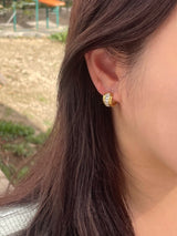 (silver925/18k) アクアキュービックイヤリング