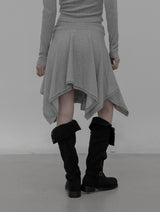 Knotted Unbalanced Sweat Midi Skirt