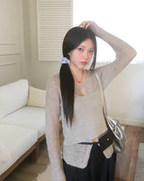 Swear sleeveless bustier knit cardigan set